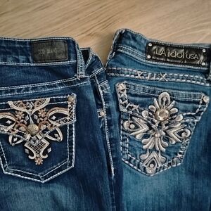 L.A. idol Women's Dark Blue Embroidered Jeans